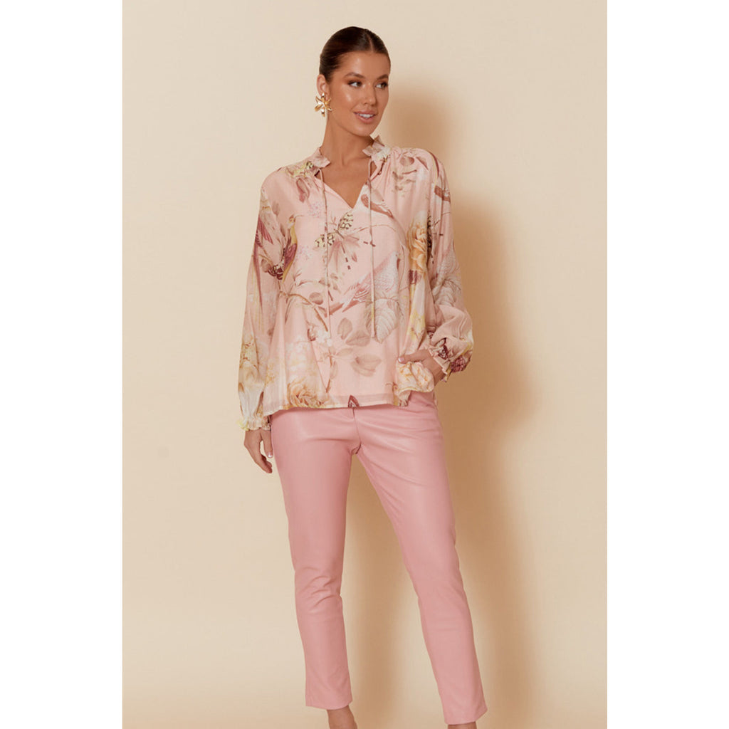 TALIA FAUX LEATHER PANT - PINK