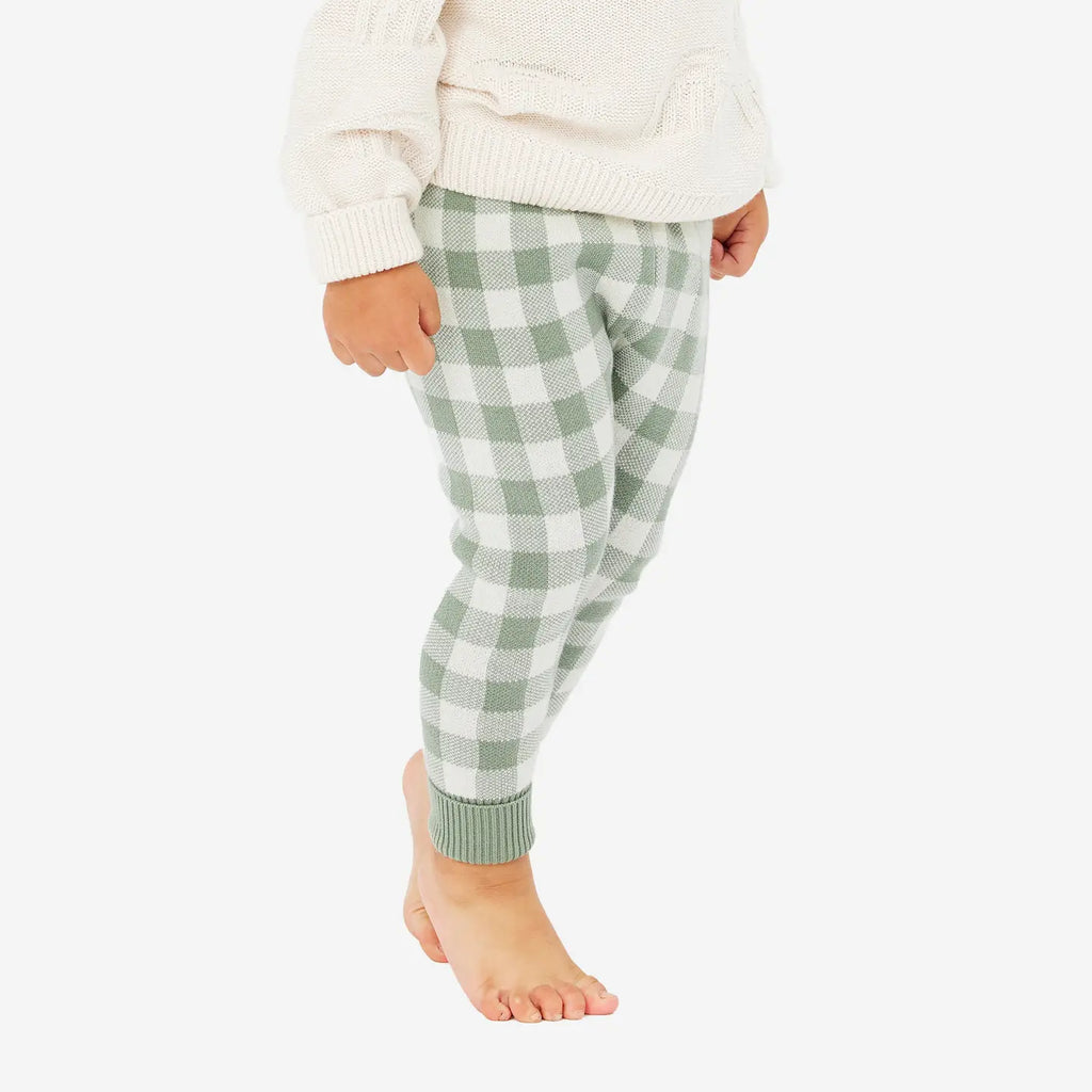 JACQUARD KNIT PANT - SAGE GINGHAM