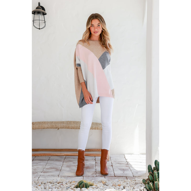 ASPEN JUMPER - PINK/GREY/WHITE/NATURAL