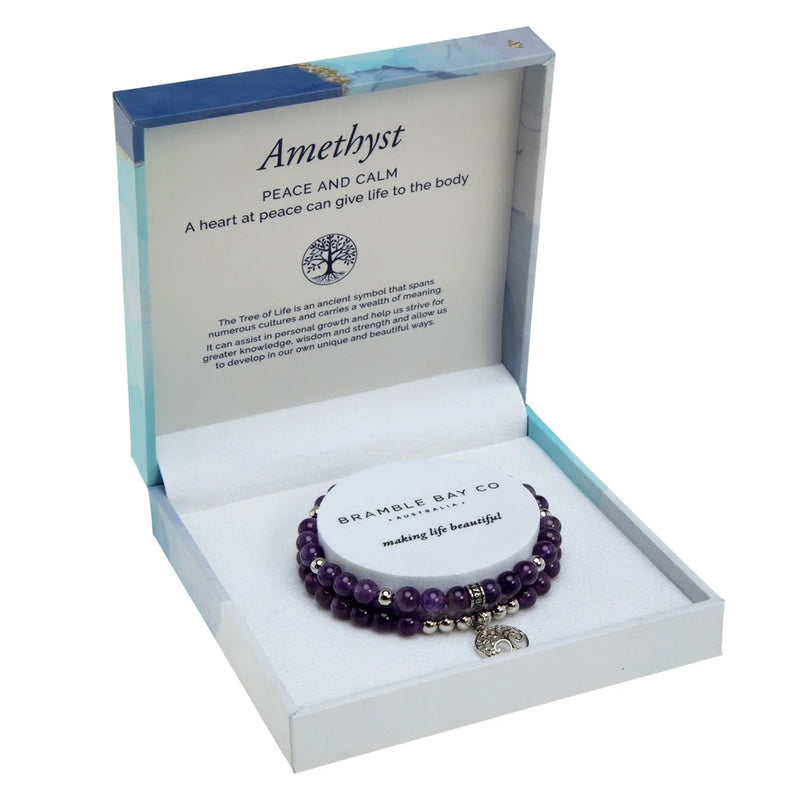 TREE OF LIFE DUO BRACELET SET - AMETHYST RHODIUM