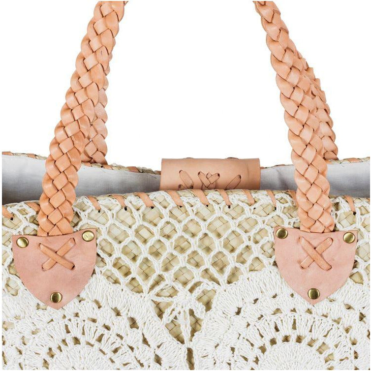 BRONTE CROCHET LEATHER TOTE
